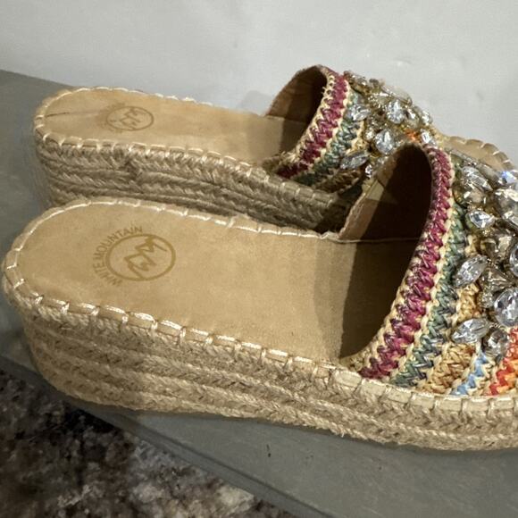 WHITE MOUNTAIN PLATFORM Woman’s SANDALS Rhinestone Colorful Size 7.5 M - Picture 9 of 11
